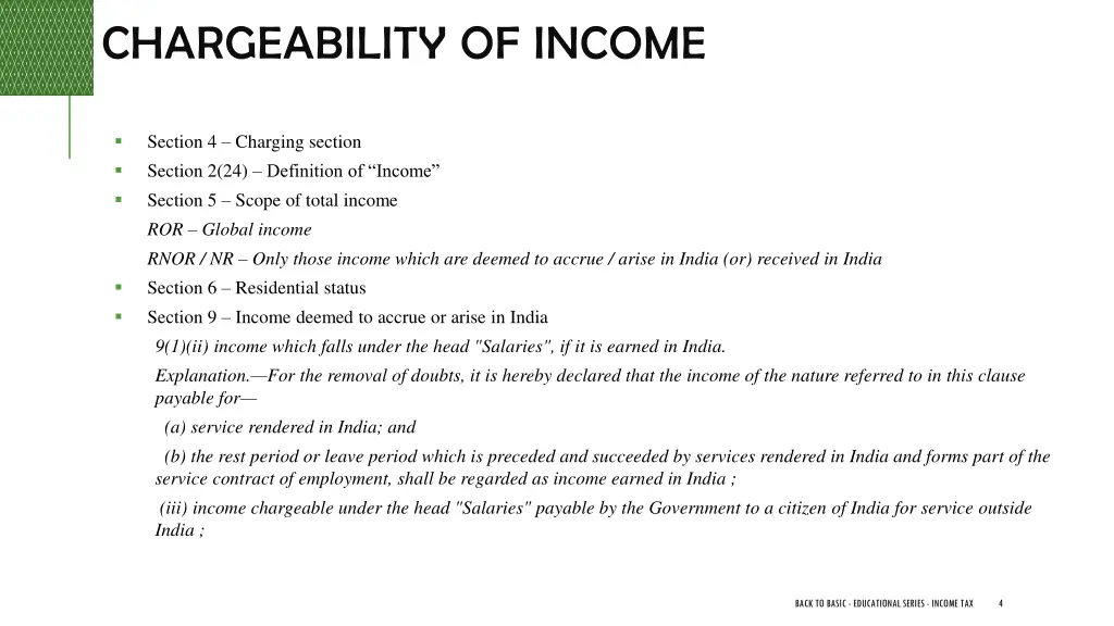 chargeability of income