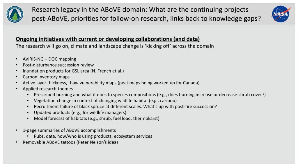 research legacy in the above domain what 3