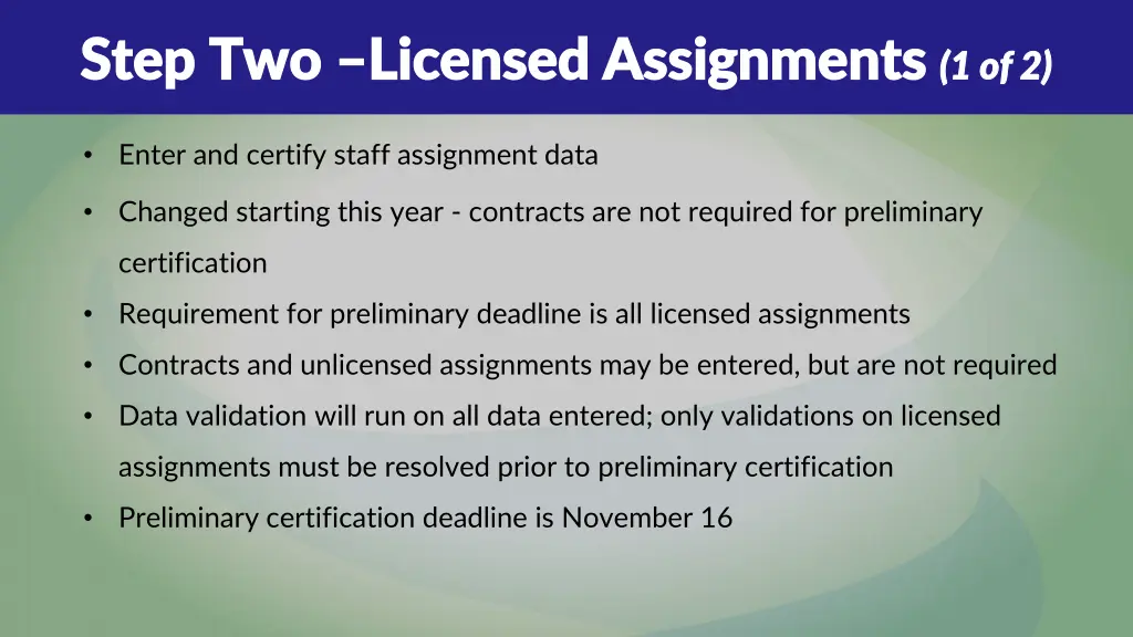 step two step two licensed assignments licensed