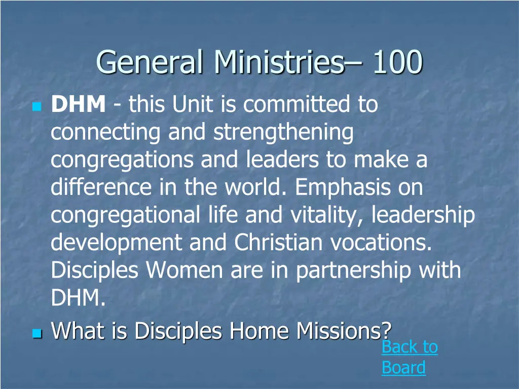 general ministries 100