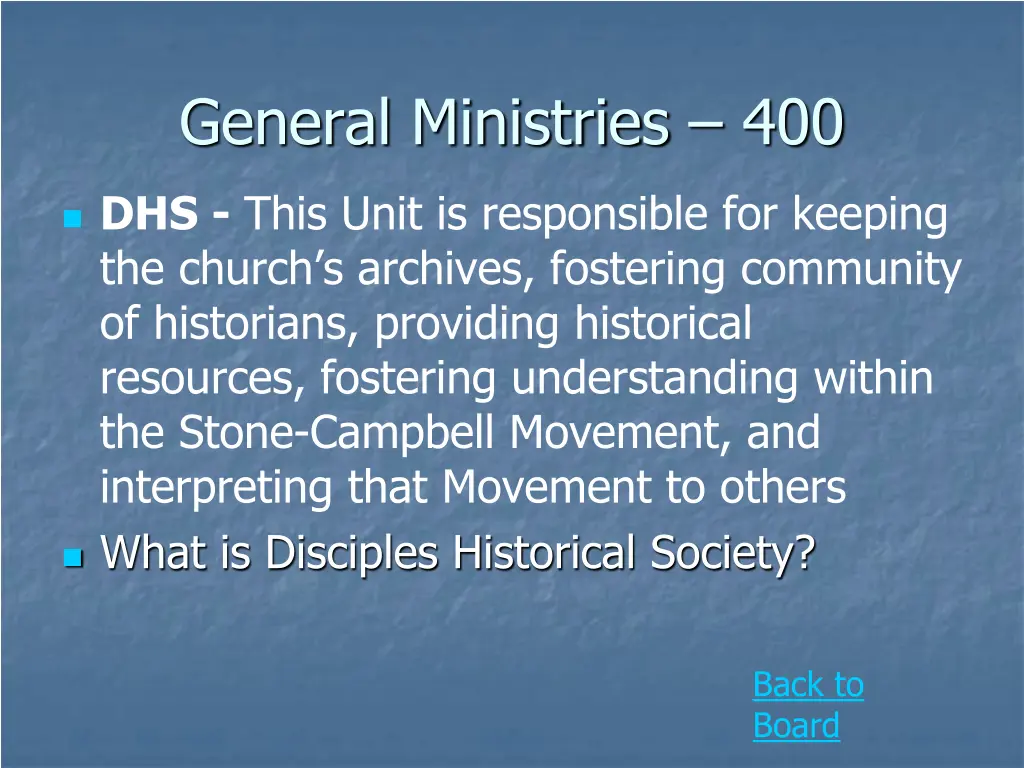 general ministries 400