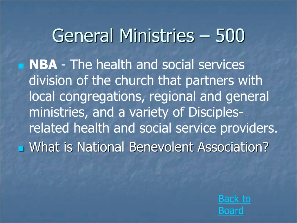 general ministries 500