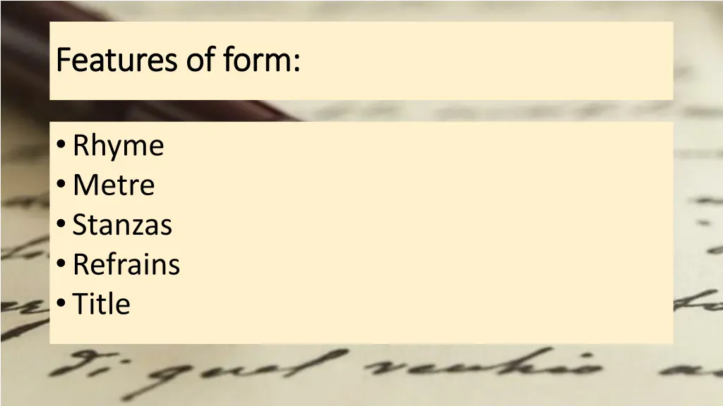 features of form features of form