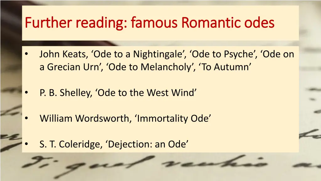 further reading famous romantic odes further