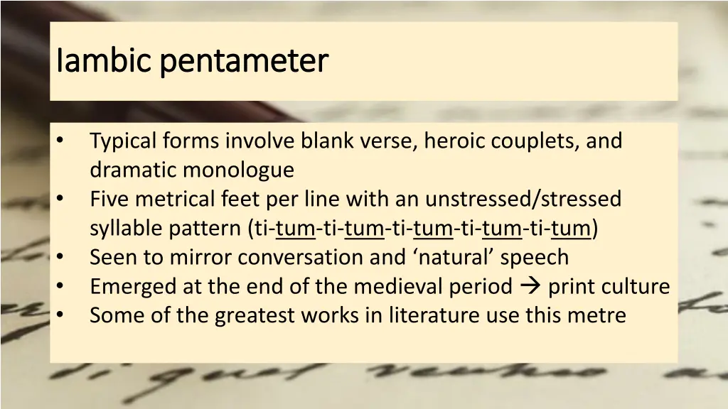 iambic pentameter iambic pentameter