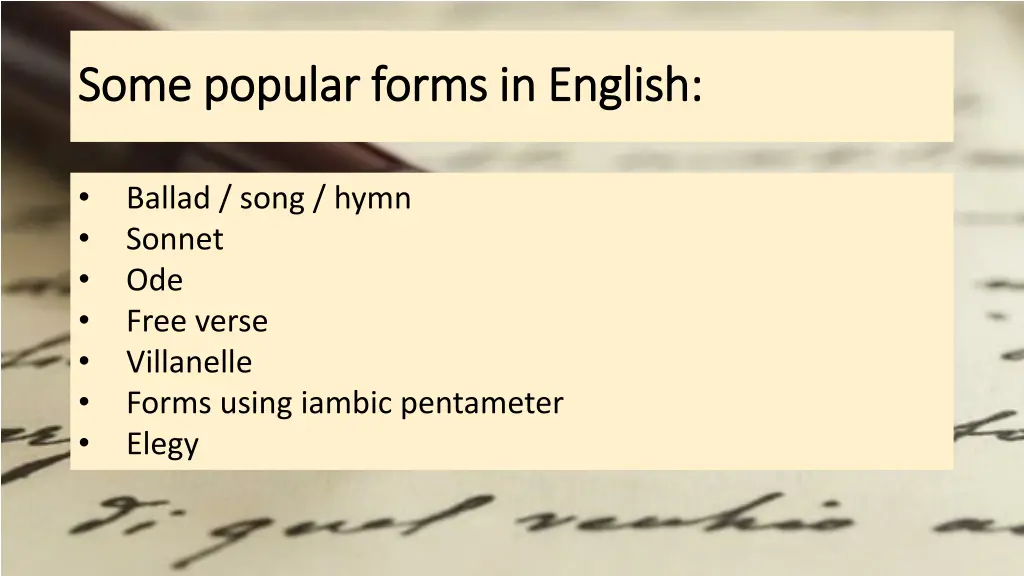 some popular forms in english some popular forms