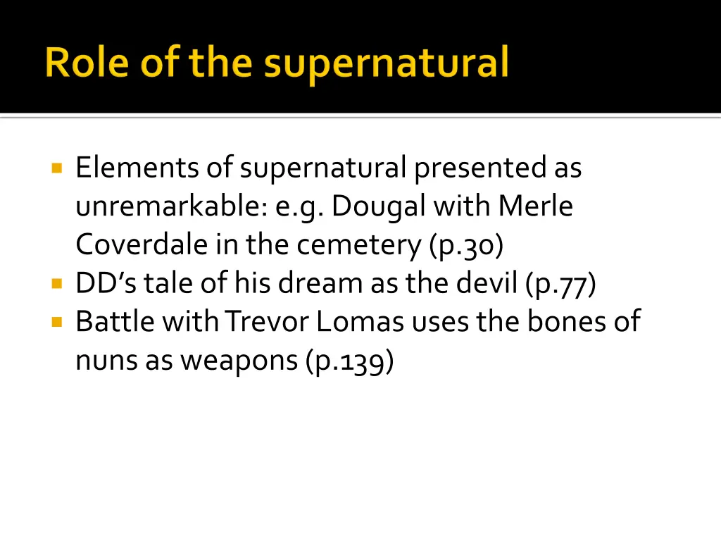 elements of supernatural presented