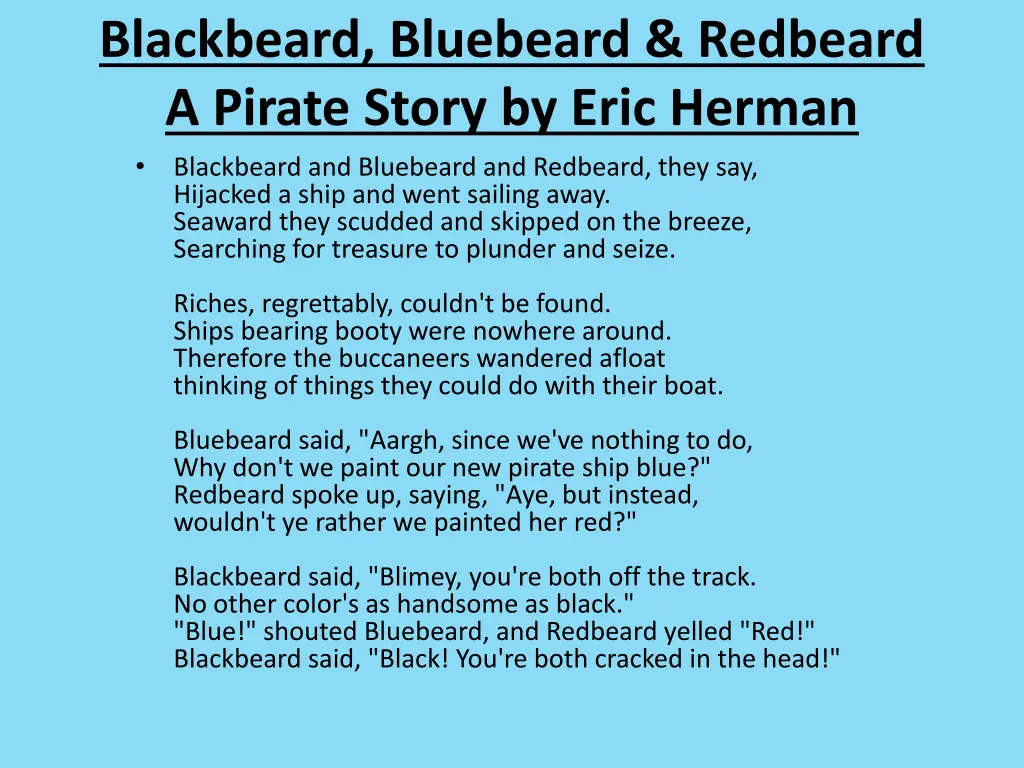 blackbeard bluebeard redbeard a pirate story 1