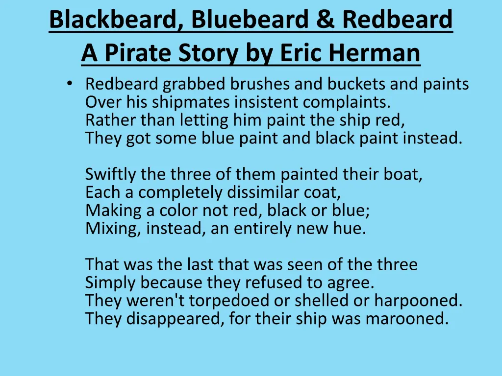 blackbeard bluebeard redbeard a pirate story 2