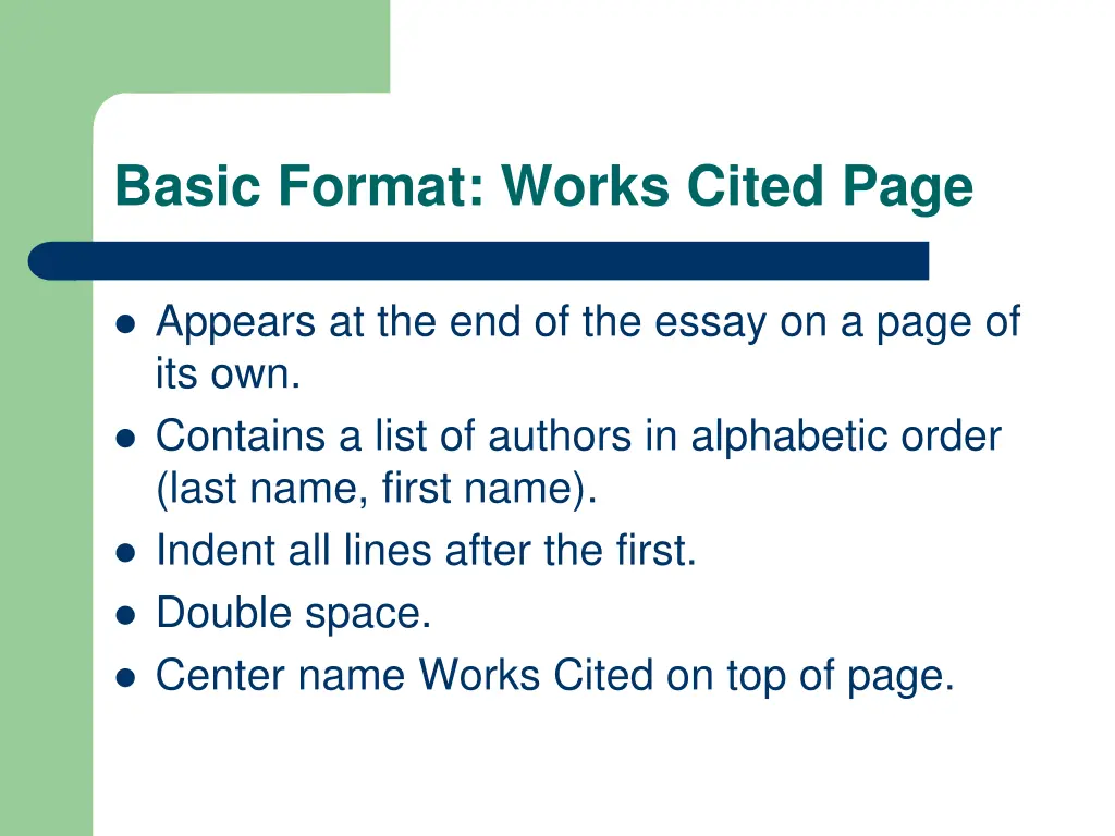 basic format works cited page