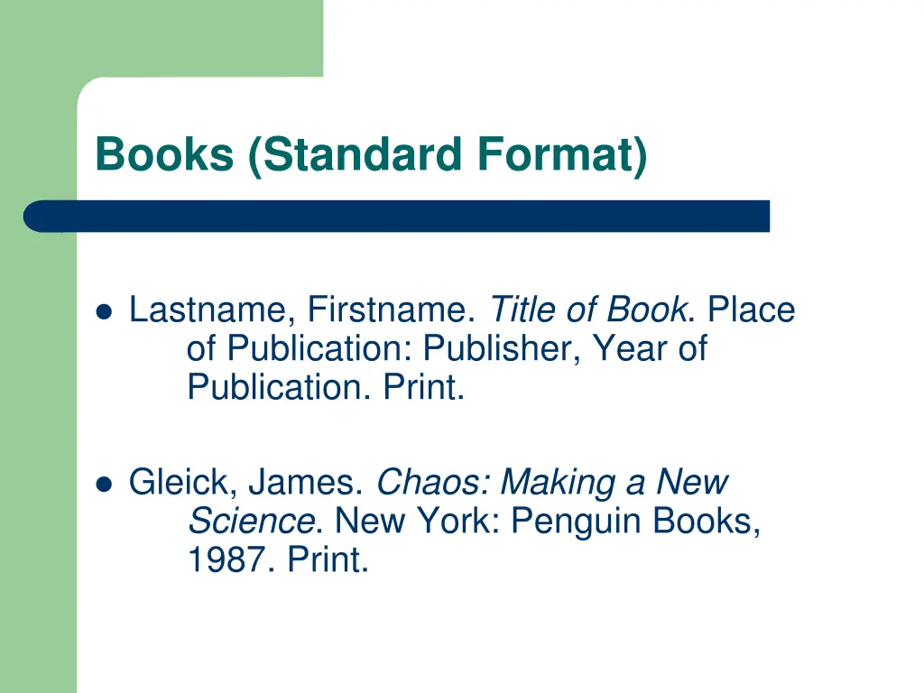 books standard format