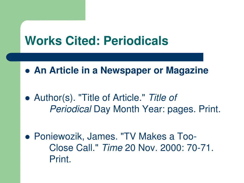 works cited periodicals