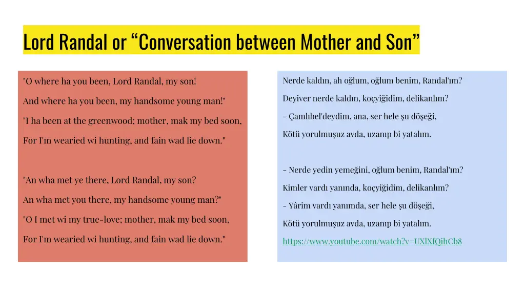 lord randal or conversation between mother and son