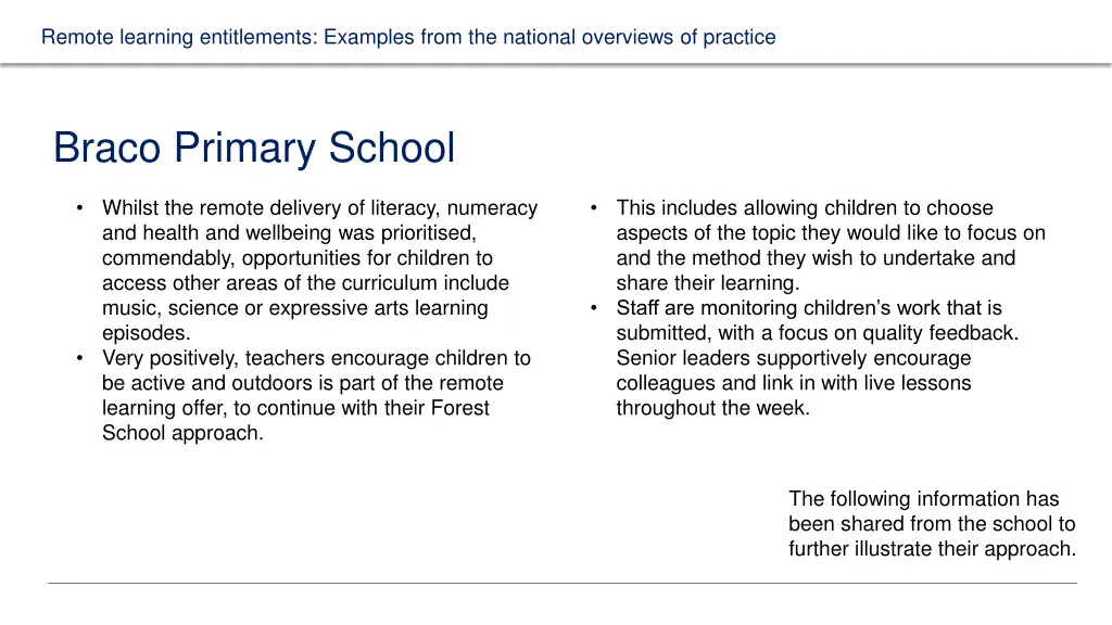 remote learning entitlements examples from 1