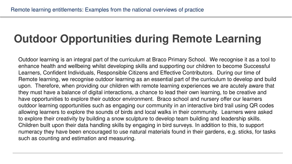 remote learning entitlements examples from 2