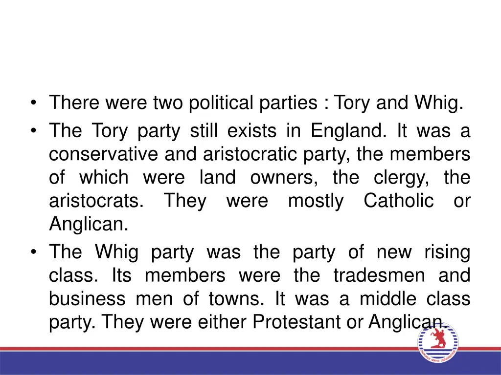 there were two political parties tory and whig