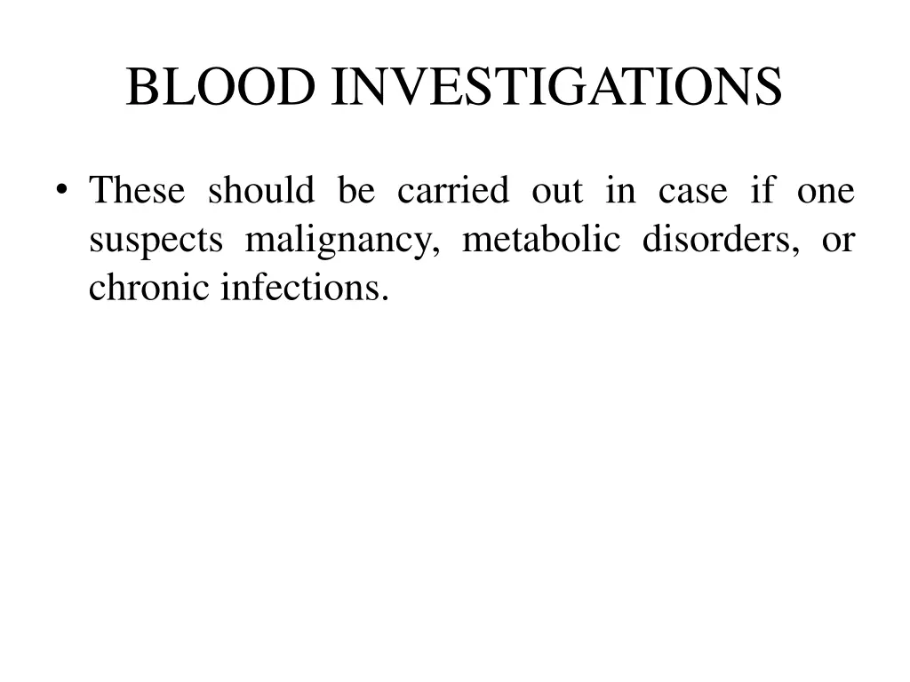 blood investigations