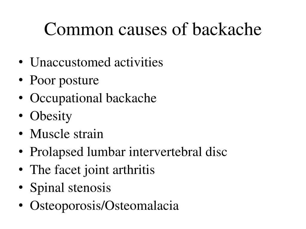 common causes of backache