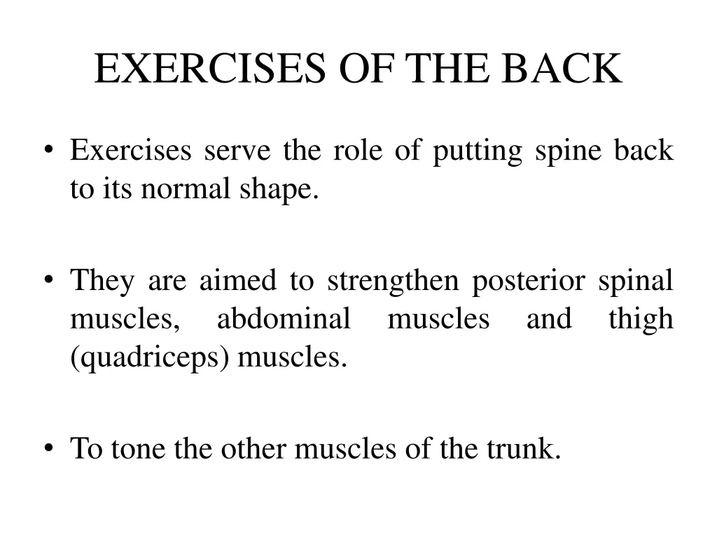 exercises of the back