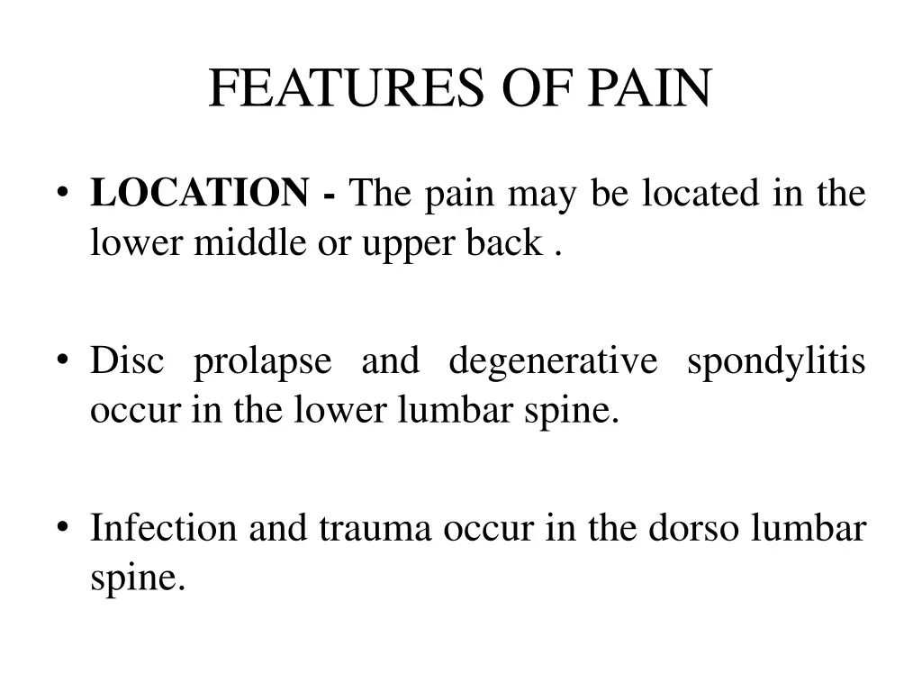 features of pain