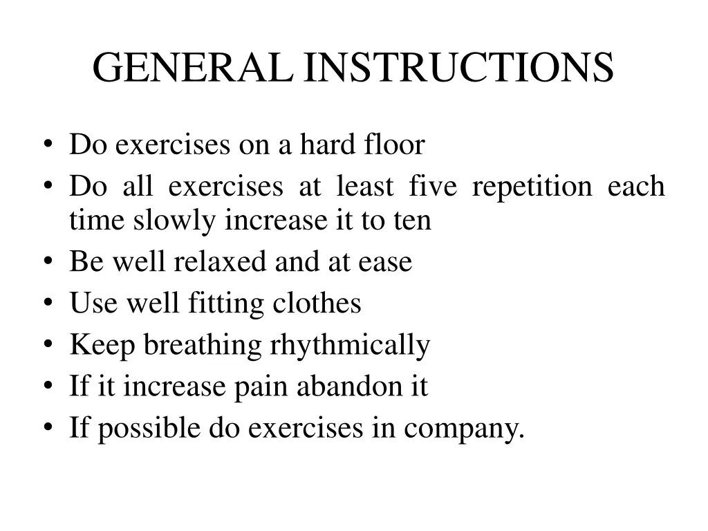 general instructions