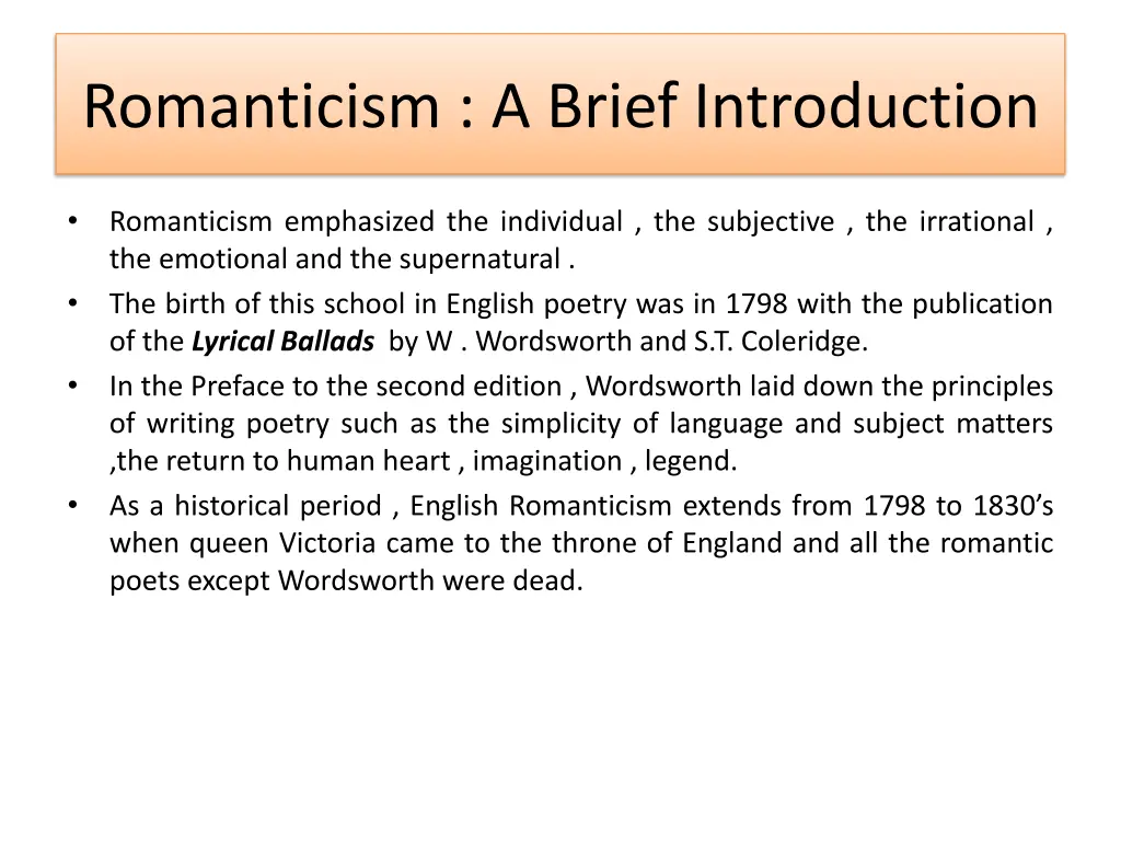 romanticism a brief introduction 1