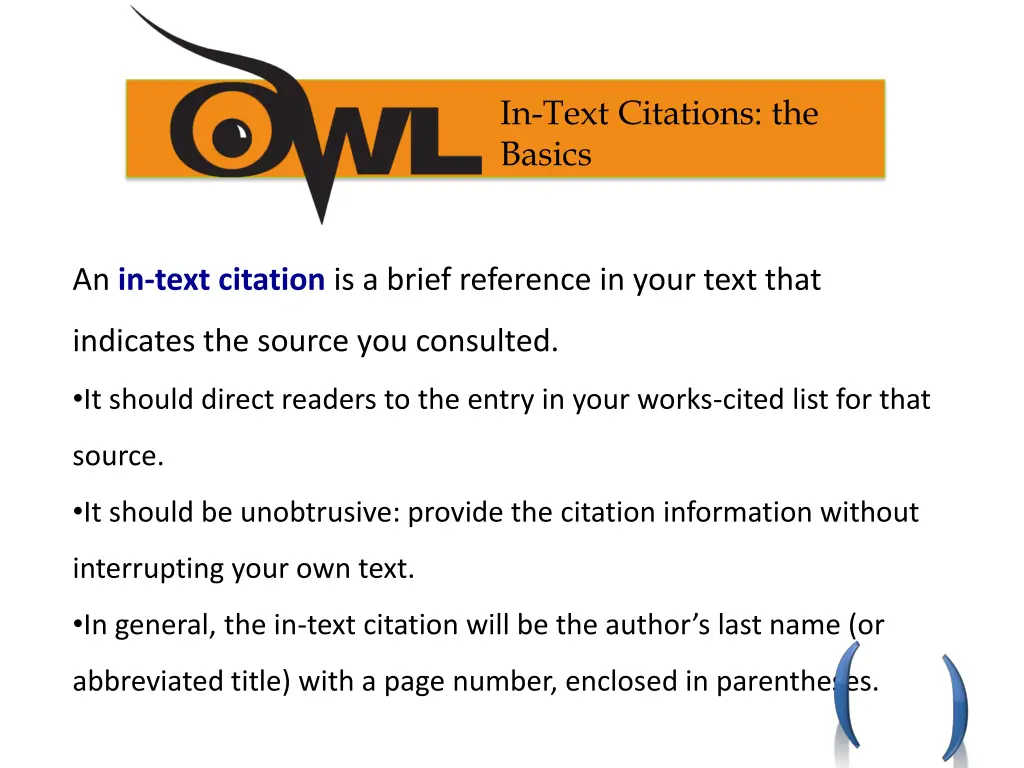 in text citations the basics