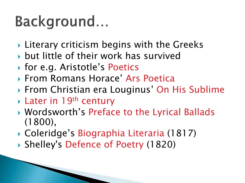 literary criticism begins with the greeks