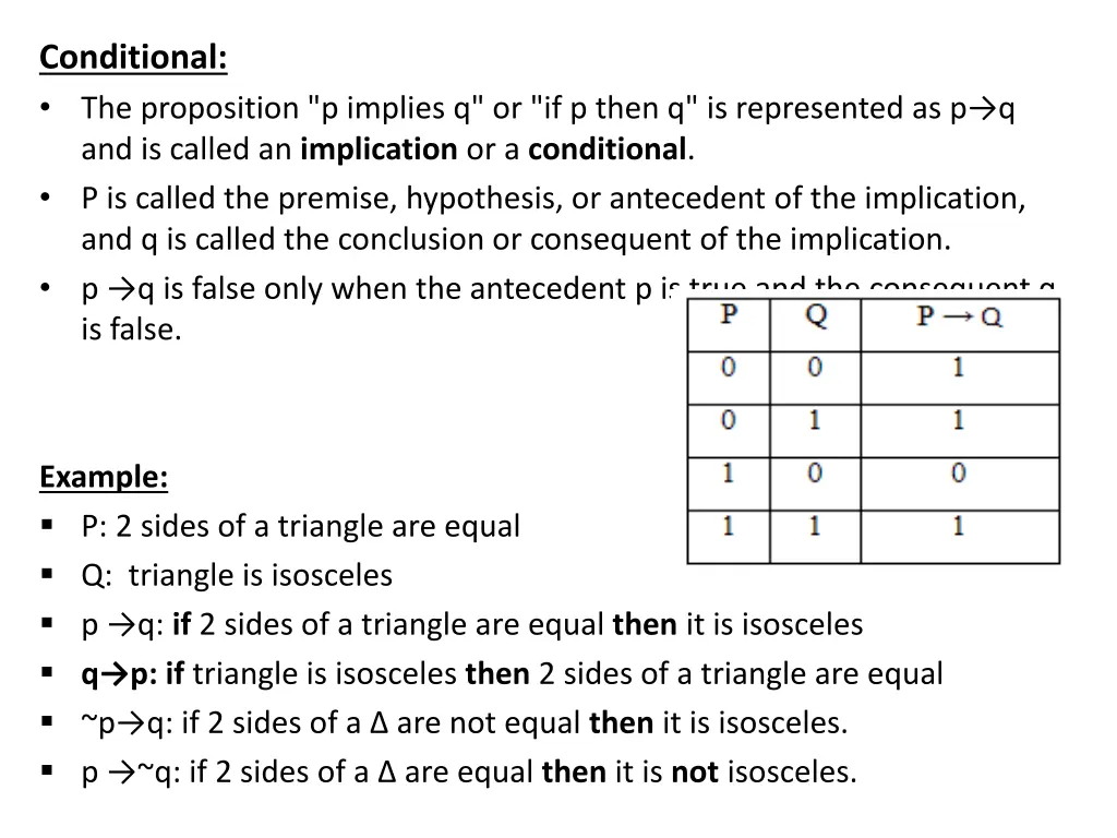 conditional the proposition p implies