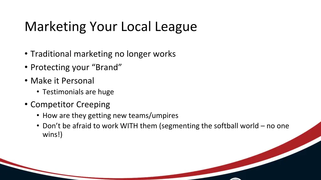 marketing your local league