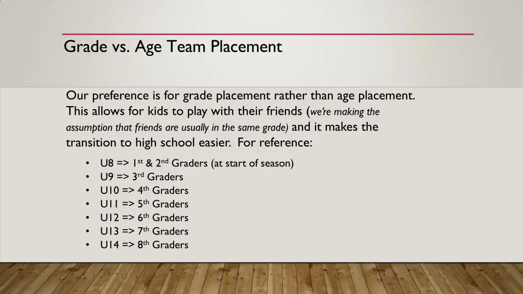 grade vs age team placement