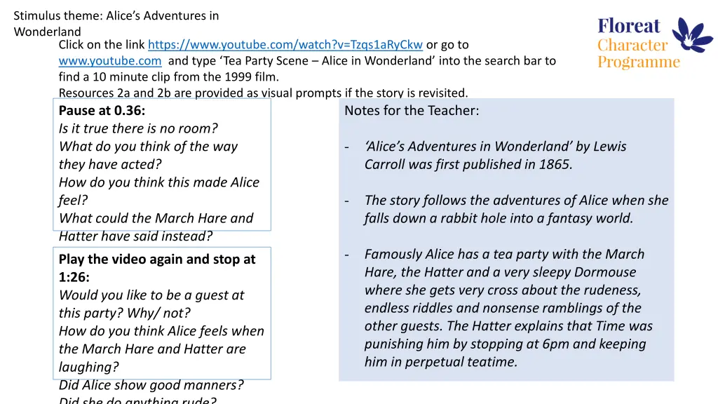 stimulus theme alice s adventures in wonderland