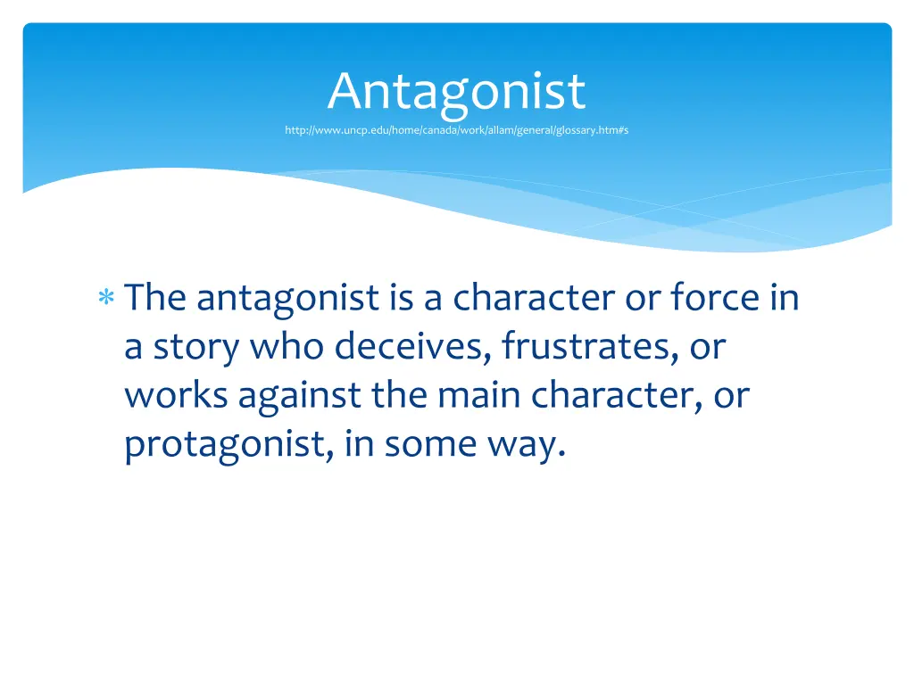 antagonist http www uncp edu home canada work