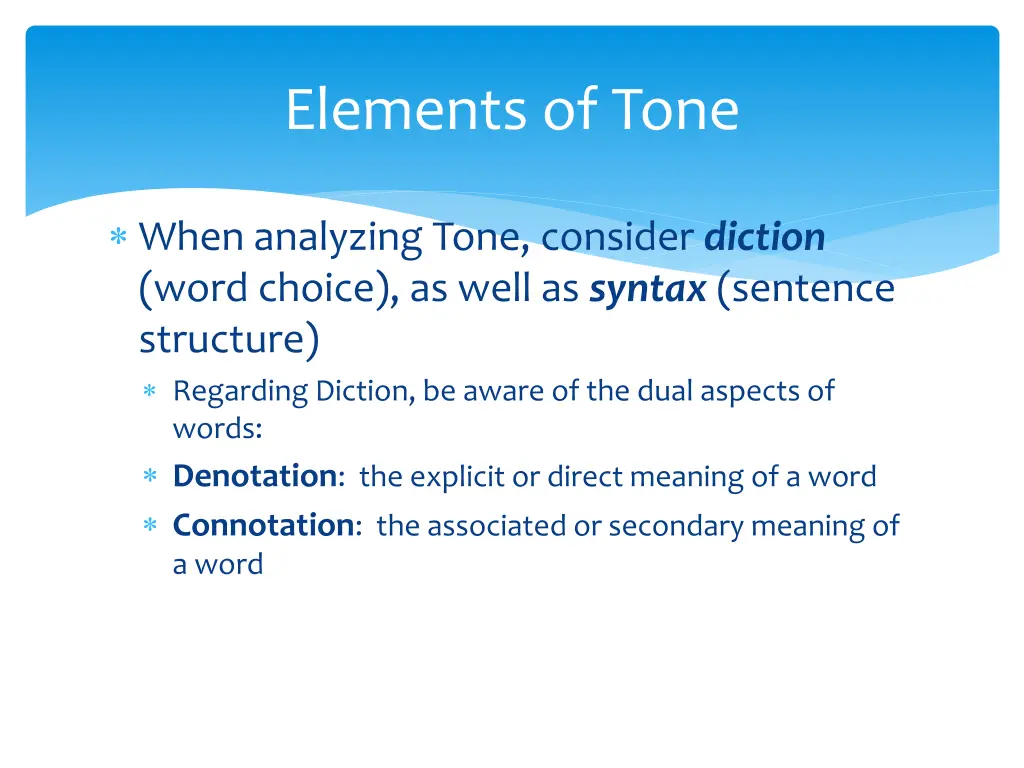 elements of tone