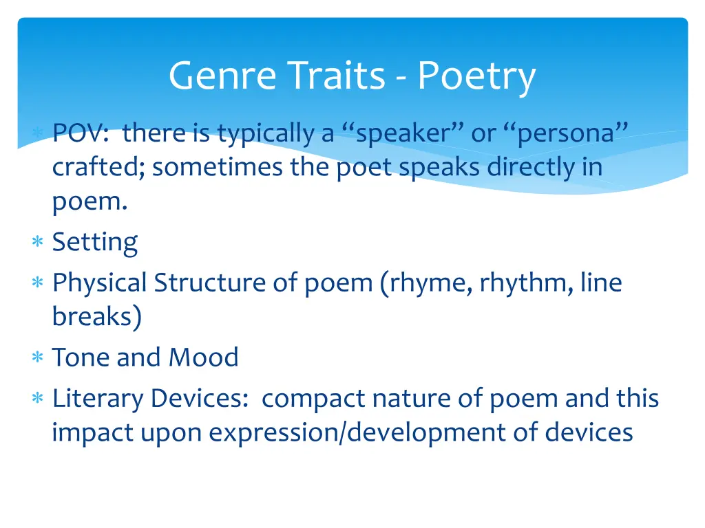 genre traits poetry