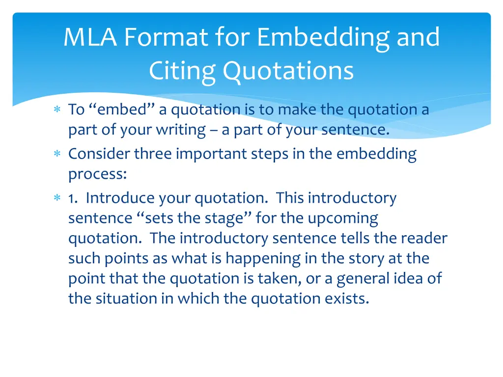 mla format for embedding and citing quotations