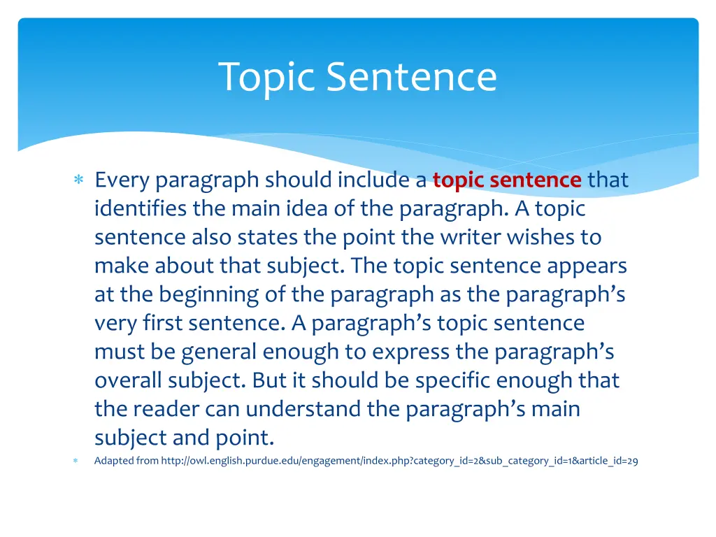 topic sentence