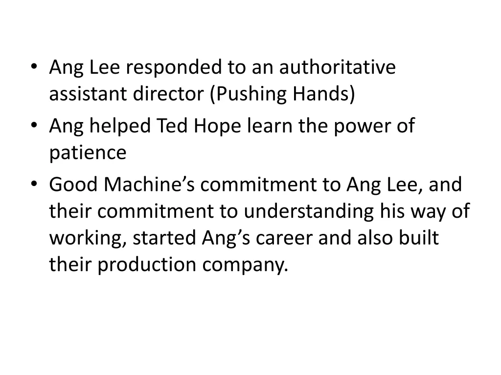 ang lee responded to an authoritative assistant