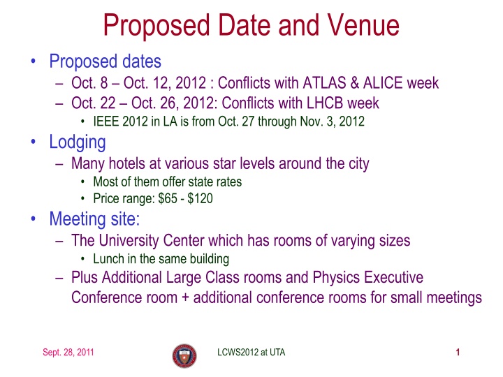 proposed date and venue proposed dates