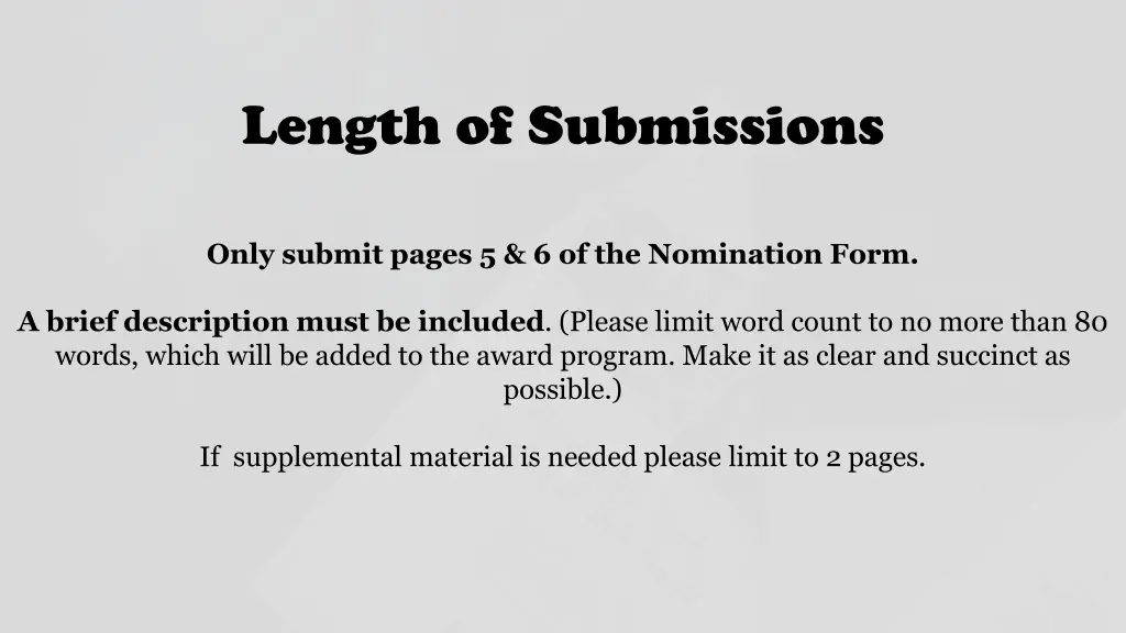 length of submissions