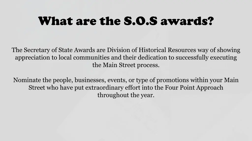 what are the s o s awards