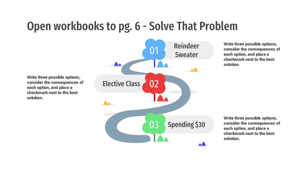 open workbooks to pg 6 solve that problem