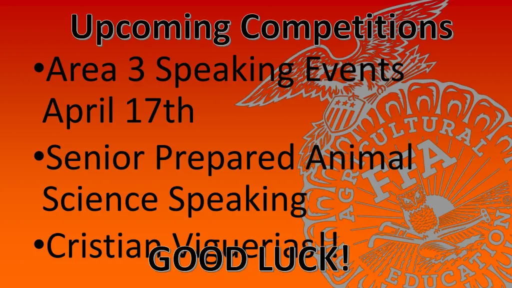 upcoming competitions