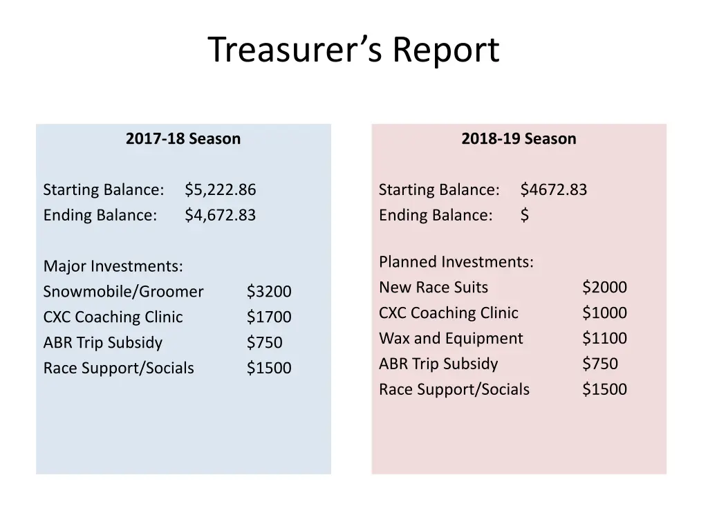 treasurer s report