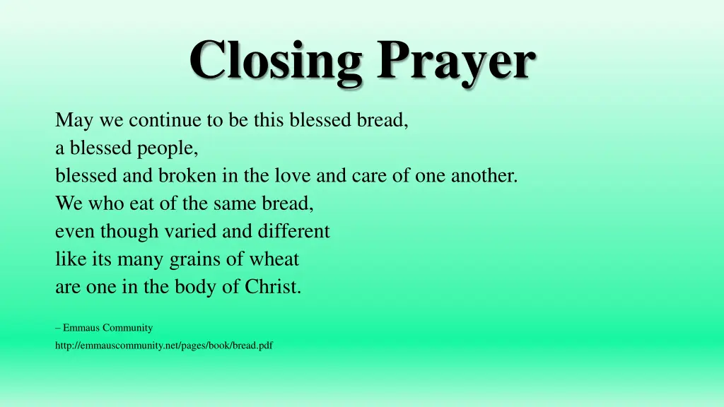 closing prayer