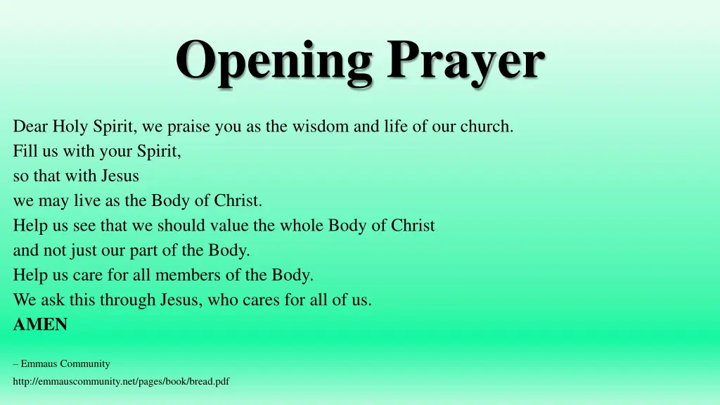 opening prayer