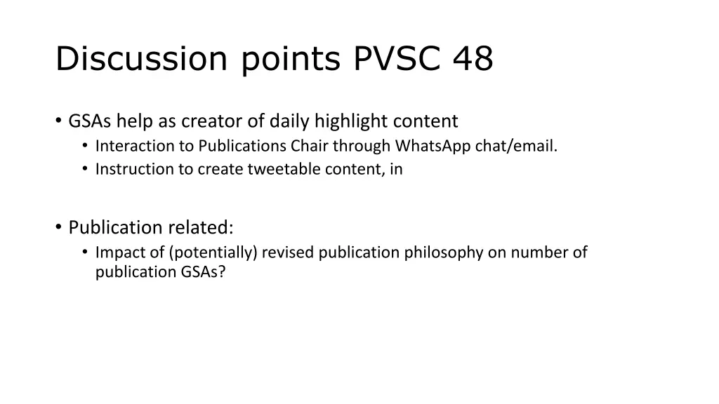 discussion points pvsc 48