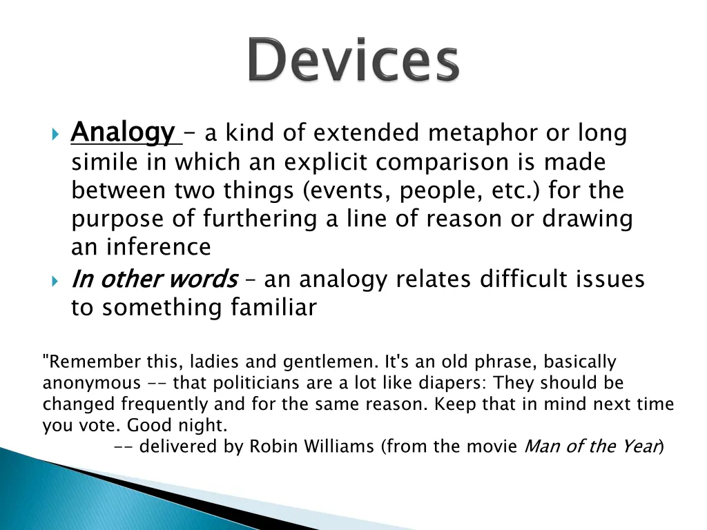 analogy simile in which an explicit comparison