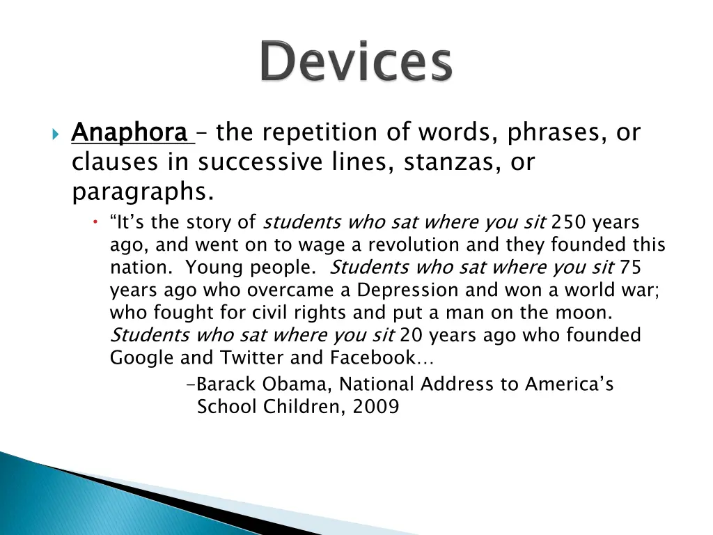 anaphora clauses in successive lines stanzas