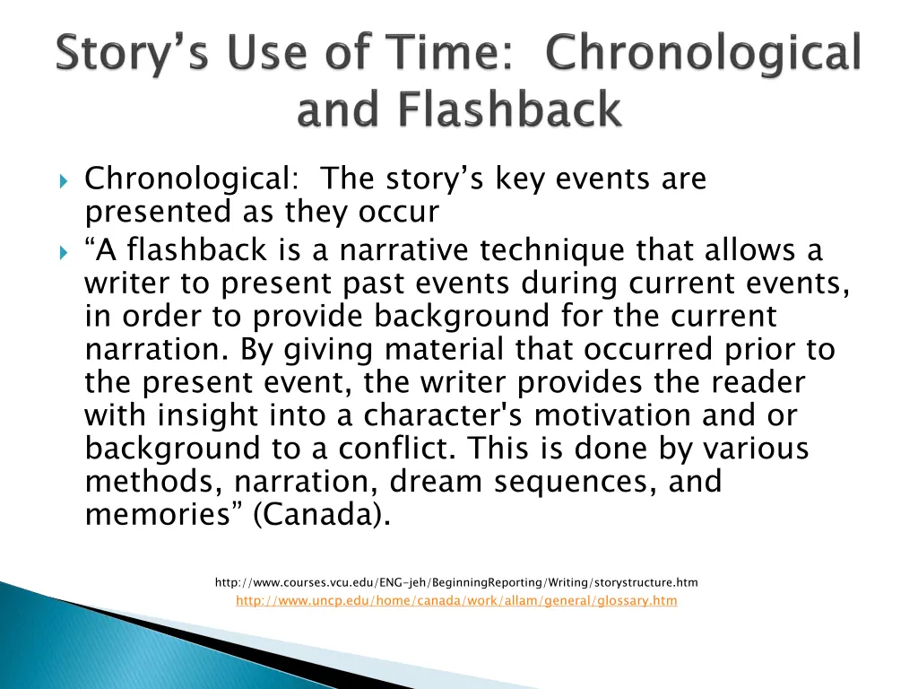 chronological the story s key events